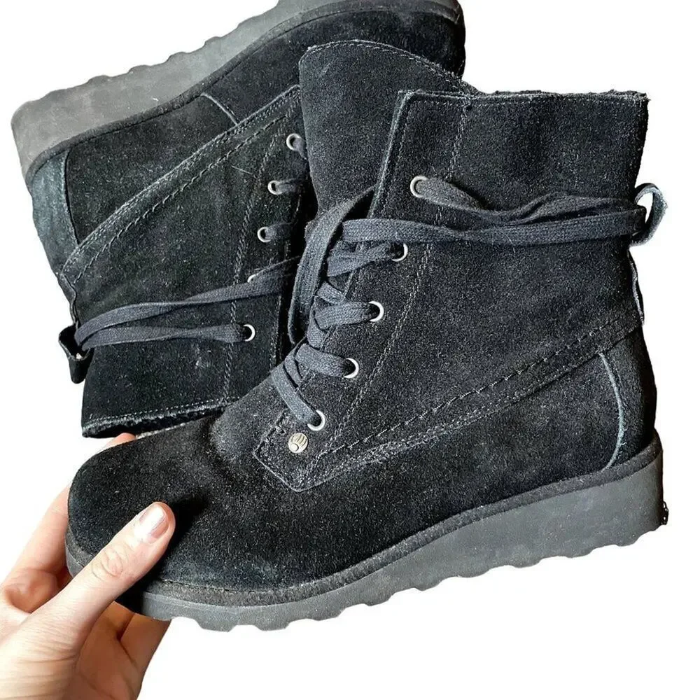 Bearpaw cow suede, wool lining, sheepskin winter boots chic warm comfortable win
